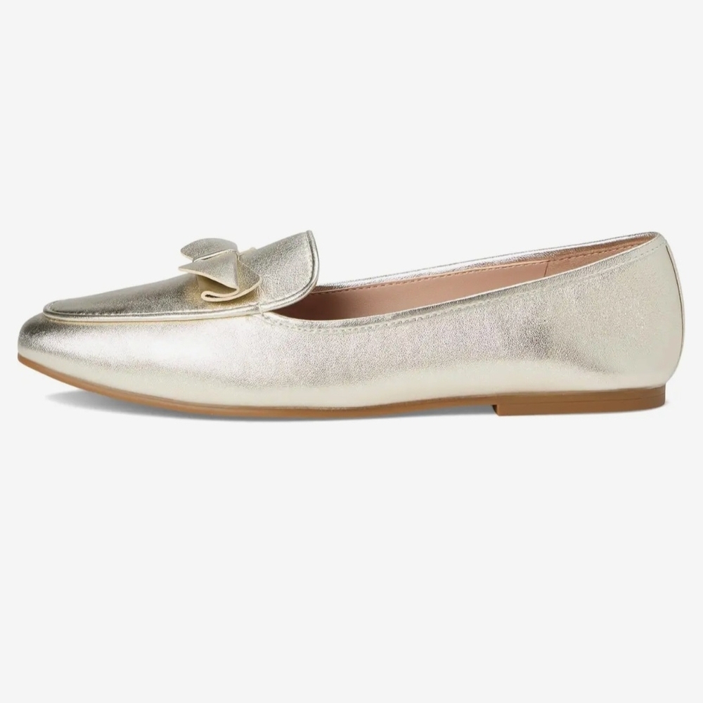 Cole Haan Payton Gold Bow Leather Loafers Women's Size 5 & 5.5 Brand New In Box